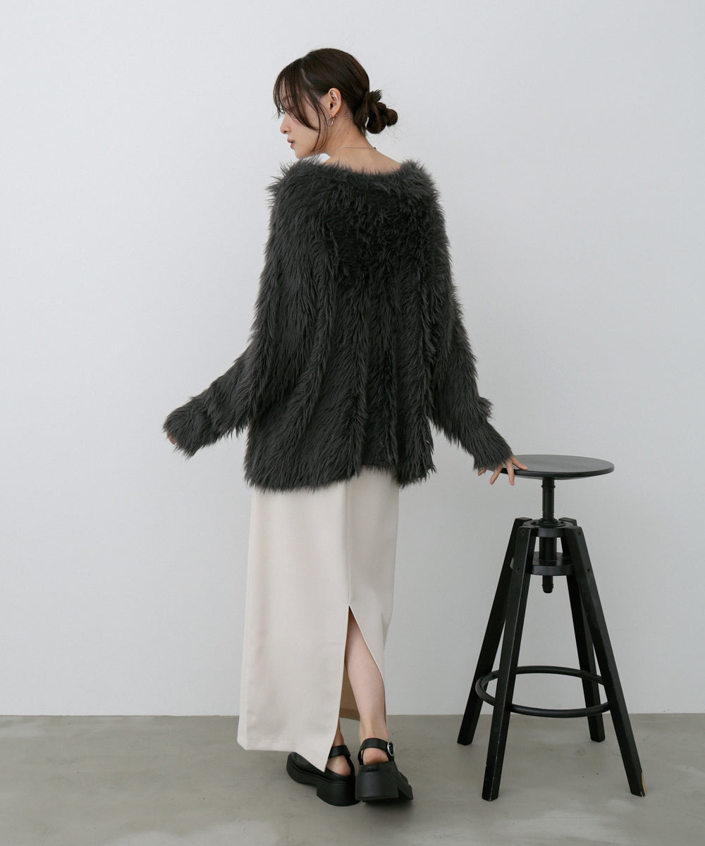 【選べる着丈】ハートボタンシャギーニットカーディガン