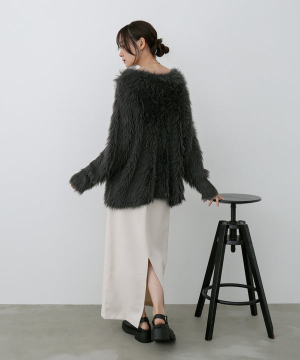 【選べる着丈】ハートボタンシャギーニットカーディガン