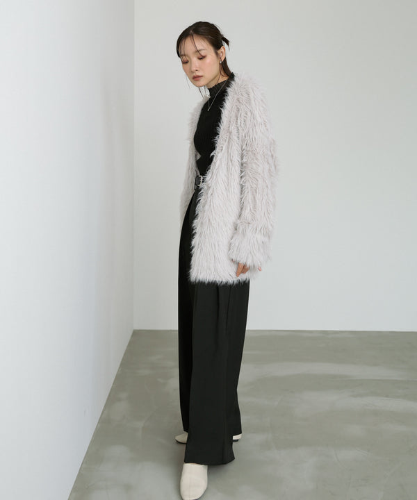 【選べる着丈】ハートボタンシャギーニットカーディガン