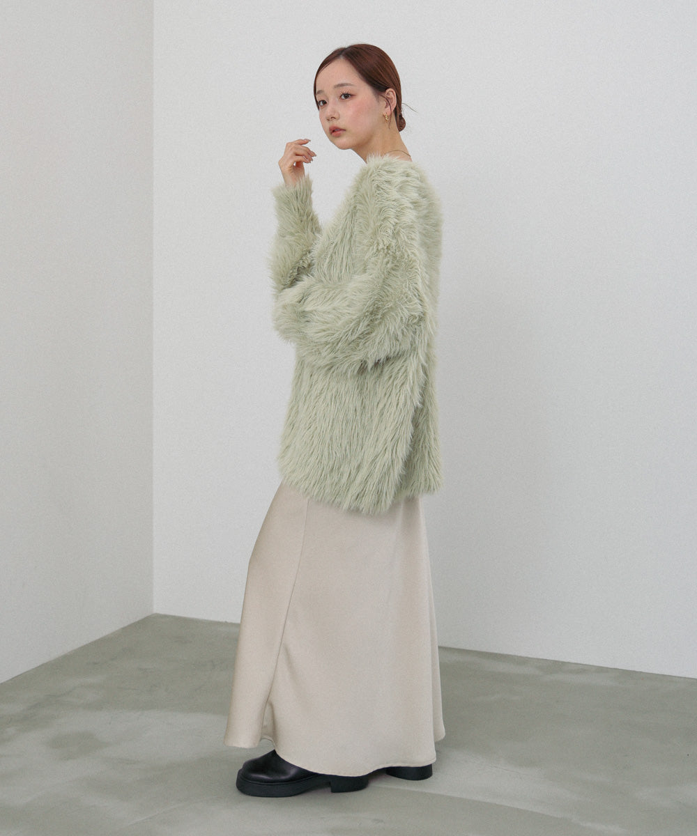 【選べる着丈】ハートボタンシャギーニットカーディガン