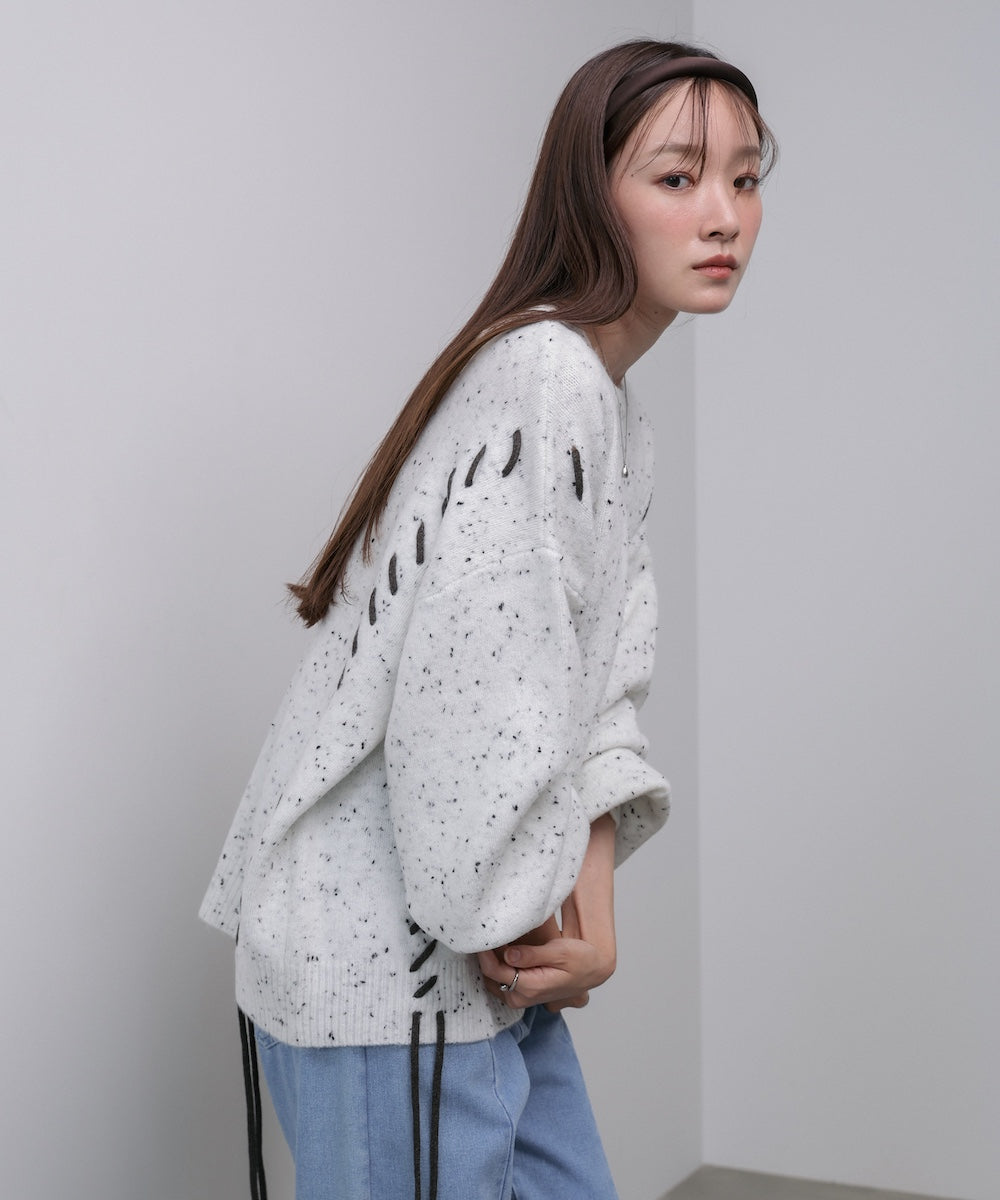 チョコッチップ編み上げトップス