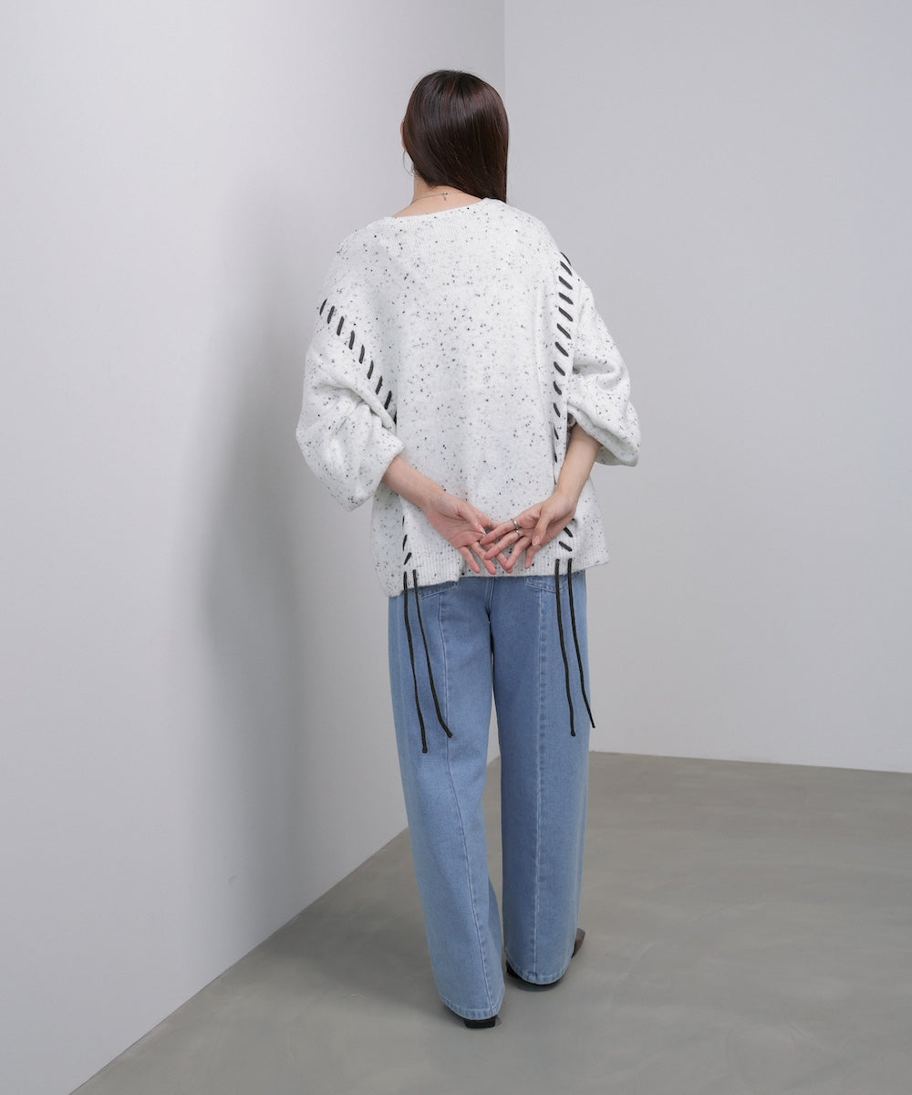 チョコッチップ編み上げトップス