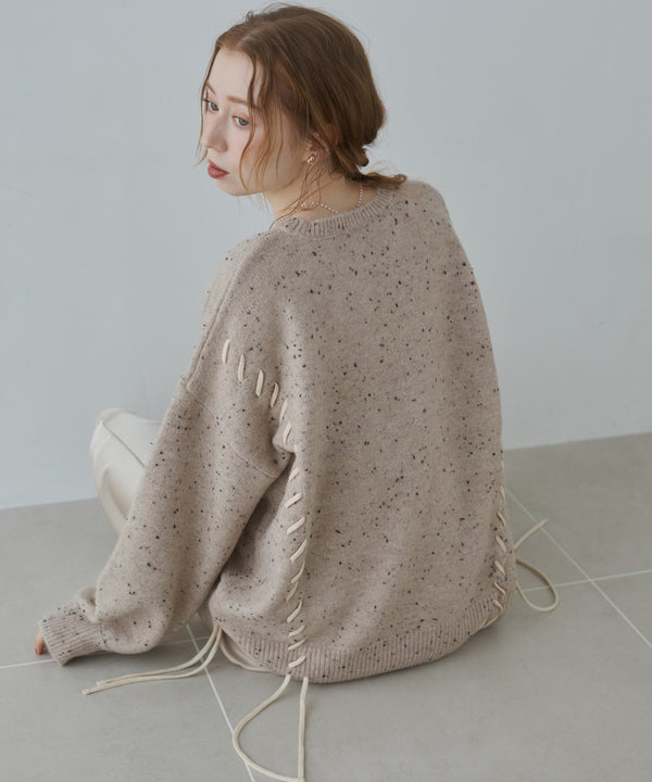 チョコッチップ編み上げトップス