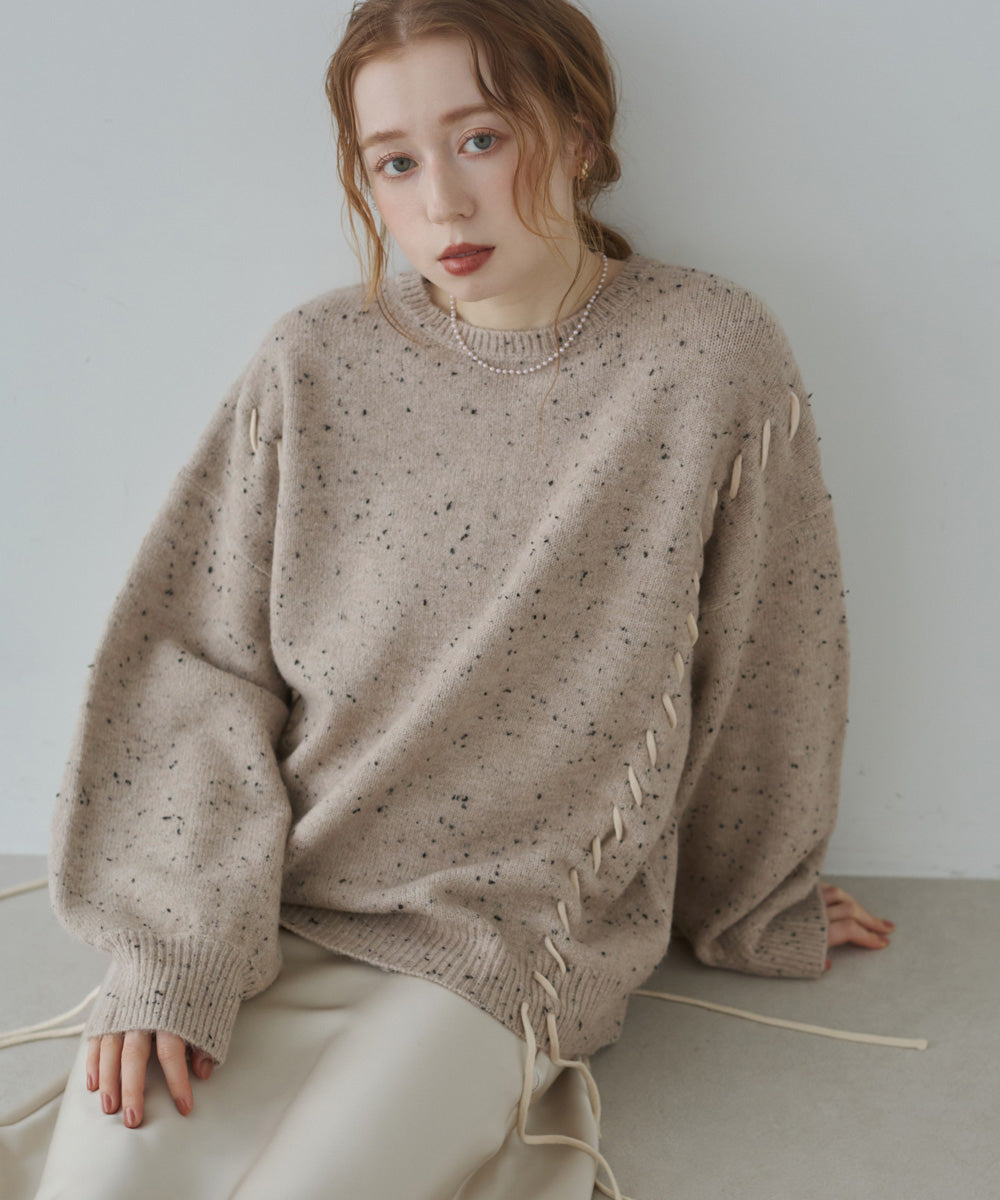 チョコッチップ編み上げトップス