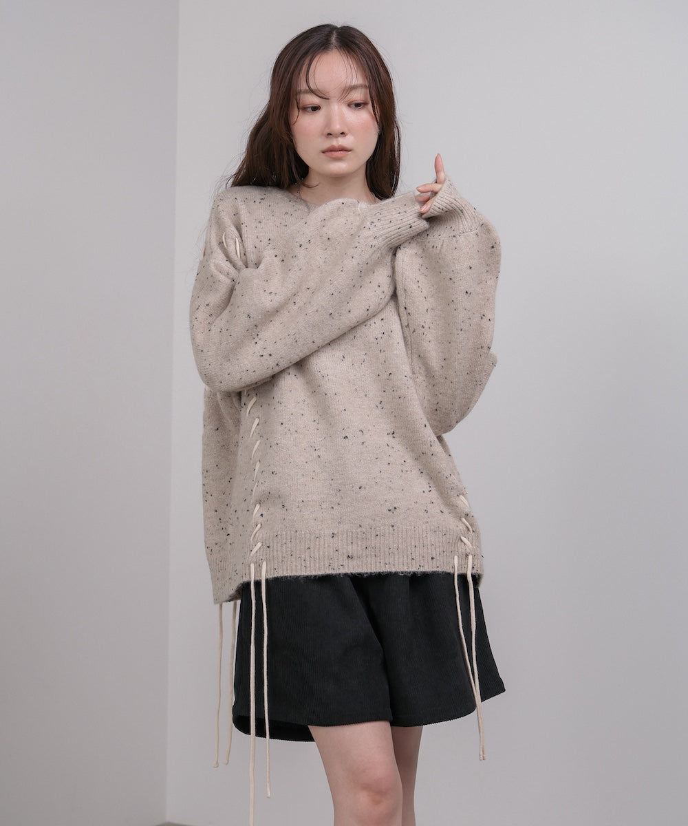 チョコッチップ編み上げトップス