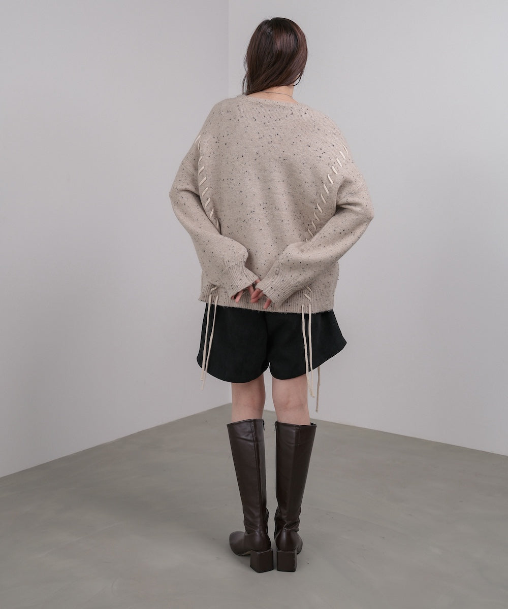 チョコッチップ編み上げトップス