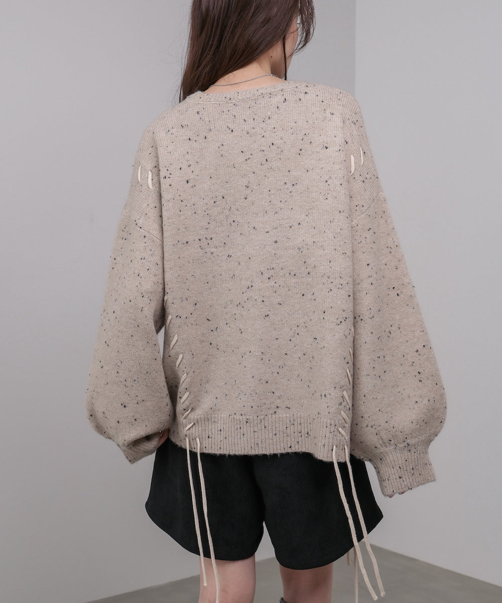 チョコッチップ編み上げトップス