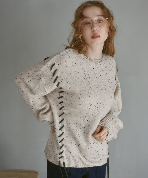 チョコッチップ編み上げトップス