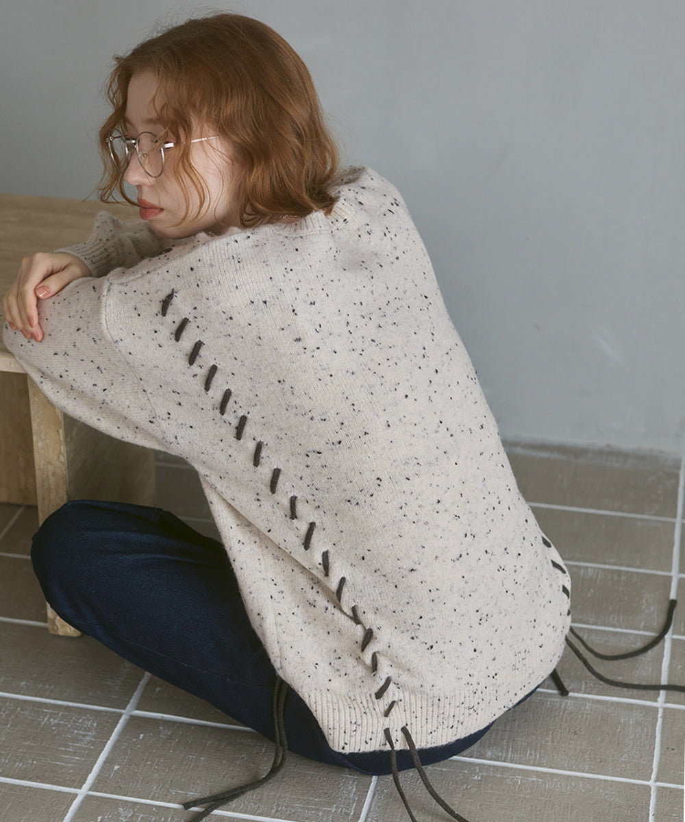 チョコッチップ編み上げトップス