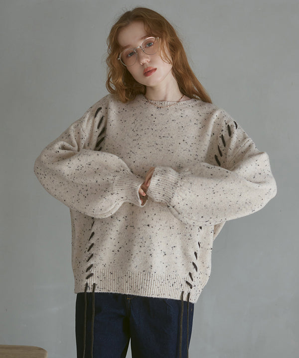 チョコッチップ編み上げトップス