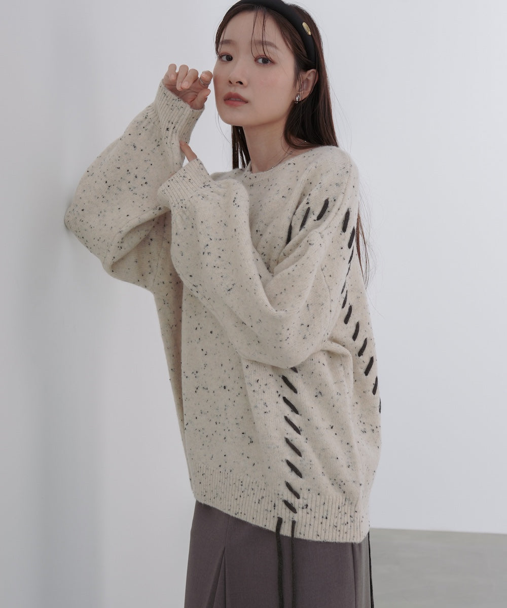 チョコッチップ編み上げトップス