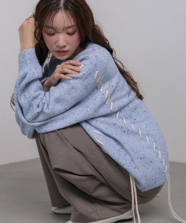 チョコッチップ編み上げトップス