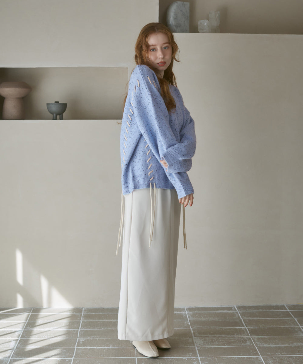 チョコッチップ編み上げトップス