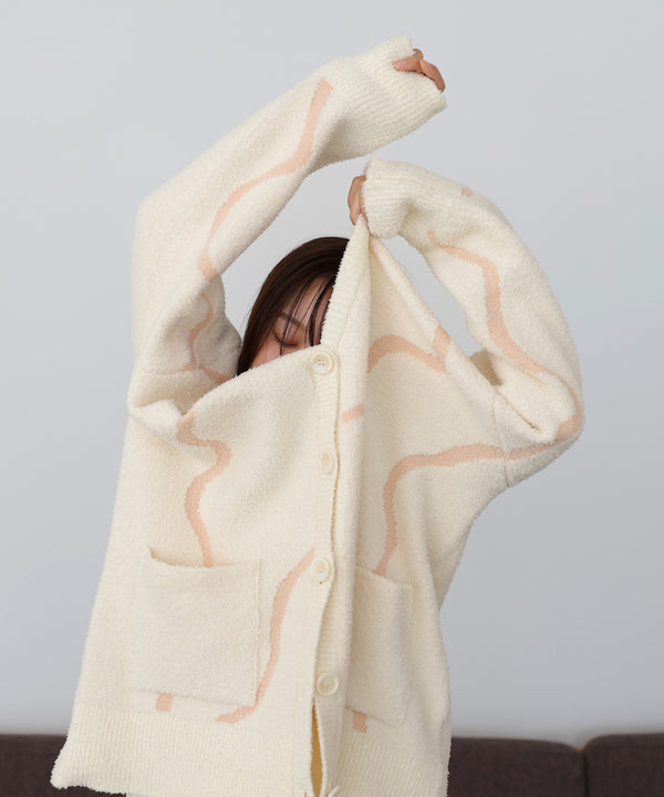 ウェーブモチーフふわもちカーディガン