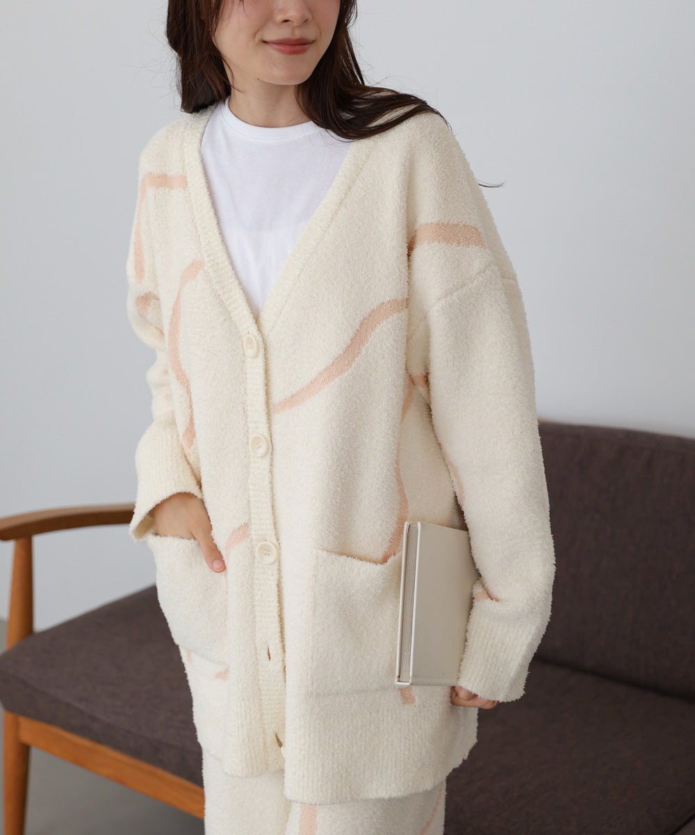 ウェーブモチーフふわもちカーディガン
