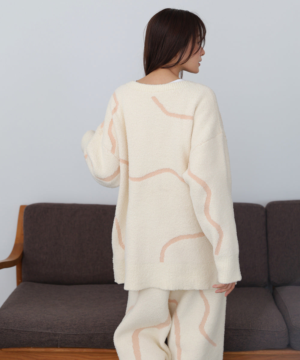 ウェーブモチーフふわもちカーディガン