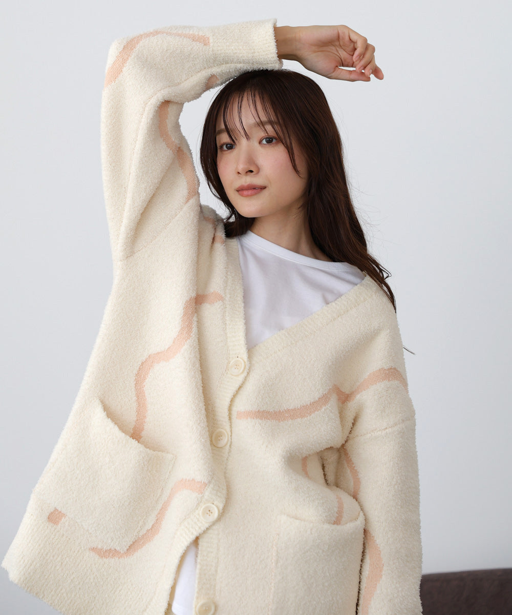 ウェーブモチーフふわもちカーディガン
