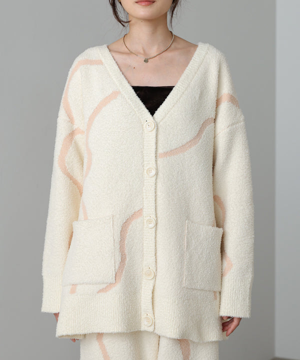 ウェーブモチーフふわもちカーディガン