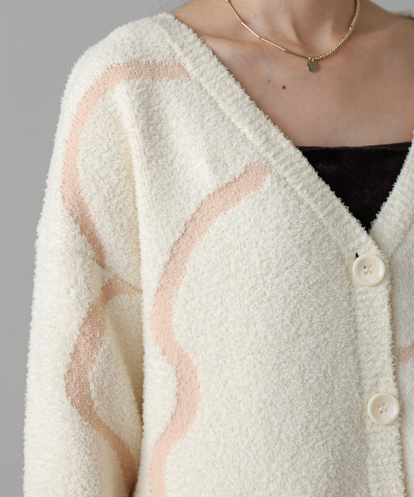 ウェーブモチーフふわもちカーディガン