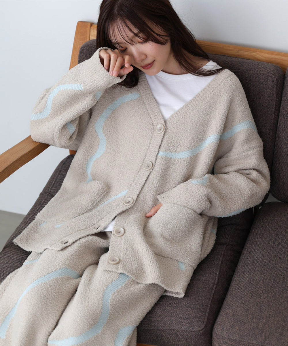 ウェーブモチーフふわもちカーディガン