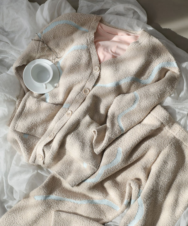 ウェーブモチーフふわもちカーディガン