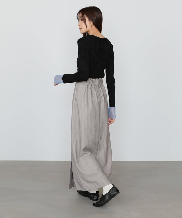 ピンストライプサイドプリーツスカート