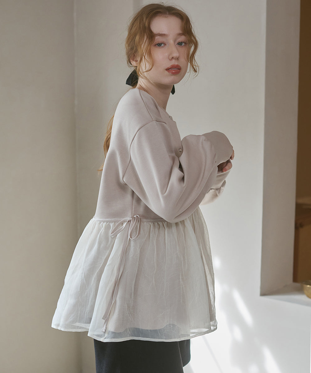 前後２ＷＡＹペプラムオーガンジーポンチトップス