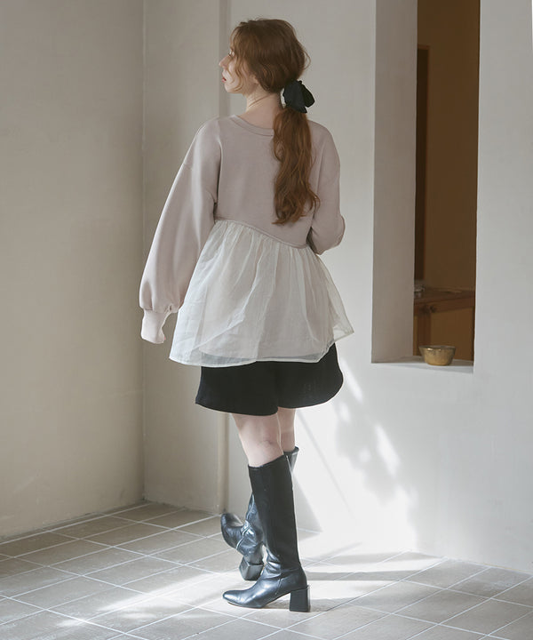 前後２ＷＡＹペプラムオーガンジーポンチトップス
