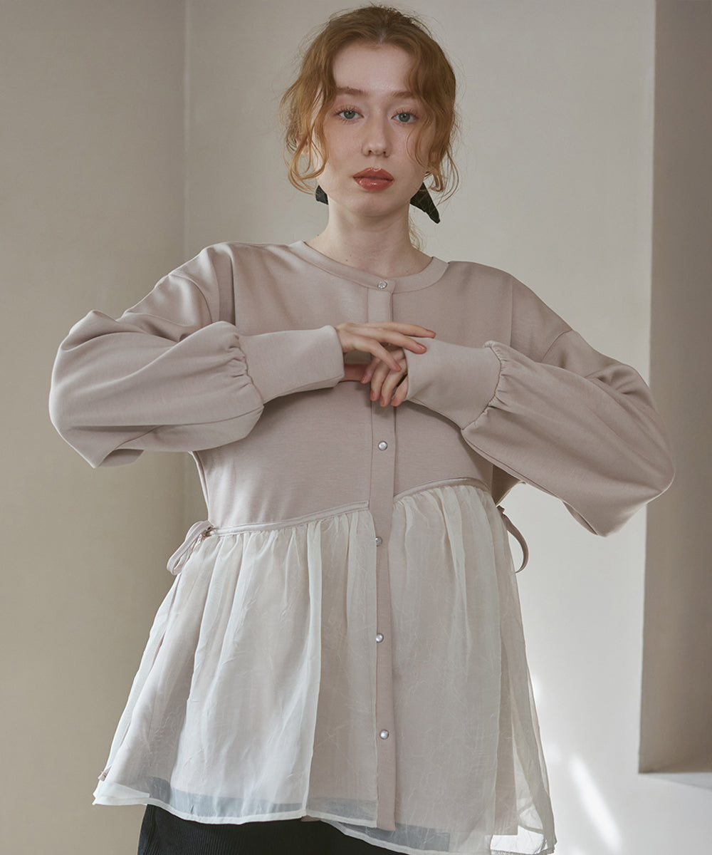 前後２ＷＡＹペプラムオーガンジーポンチトップス