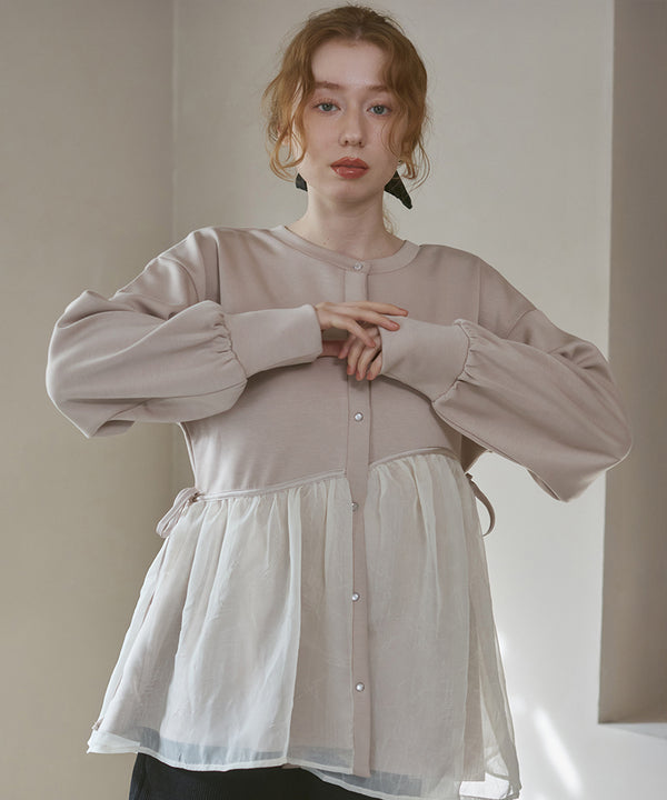 前後２ＷＡＹペプラムオーガンジーポンチトップス