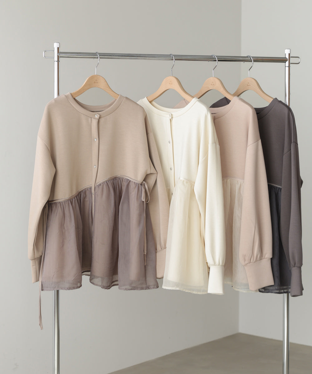 前後２ＷＡＹペプラムオーガンジーポンチトップス