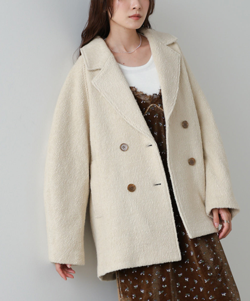 スリーブデザインハーフ丈コート