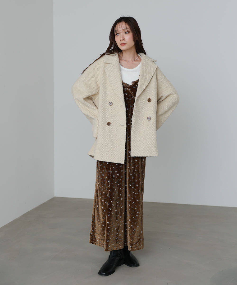 スリーブデザインハーフ丈コート