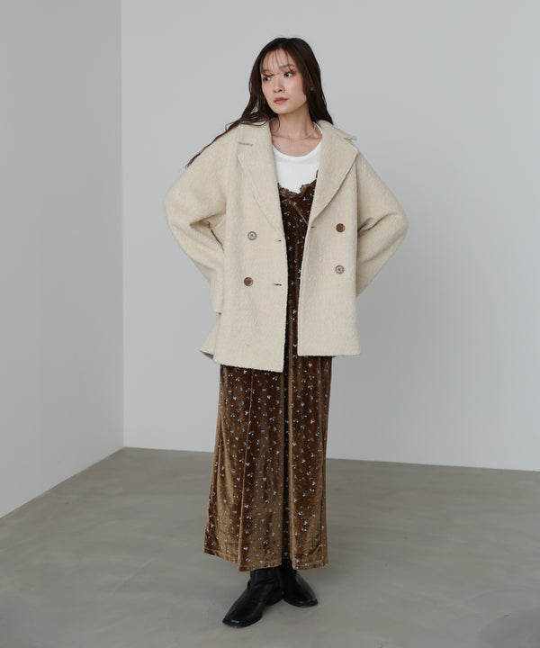 スリーブデザインハーフ丈コート