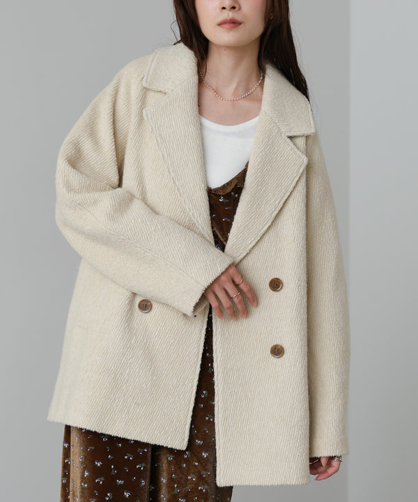 スリーブデザインハーフ丈コート