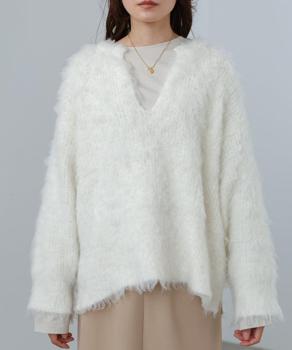 インナーセットキーネックケガキニットトップス