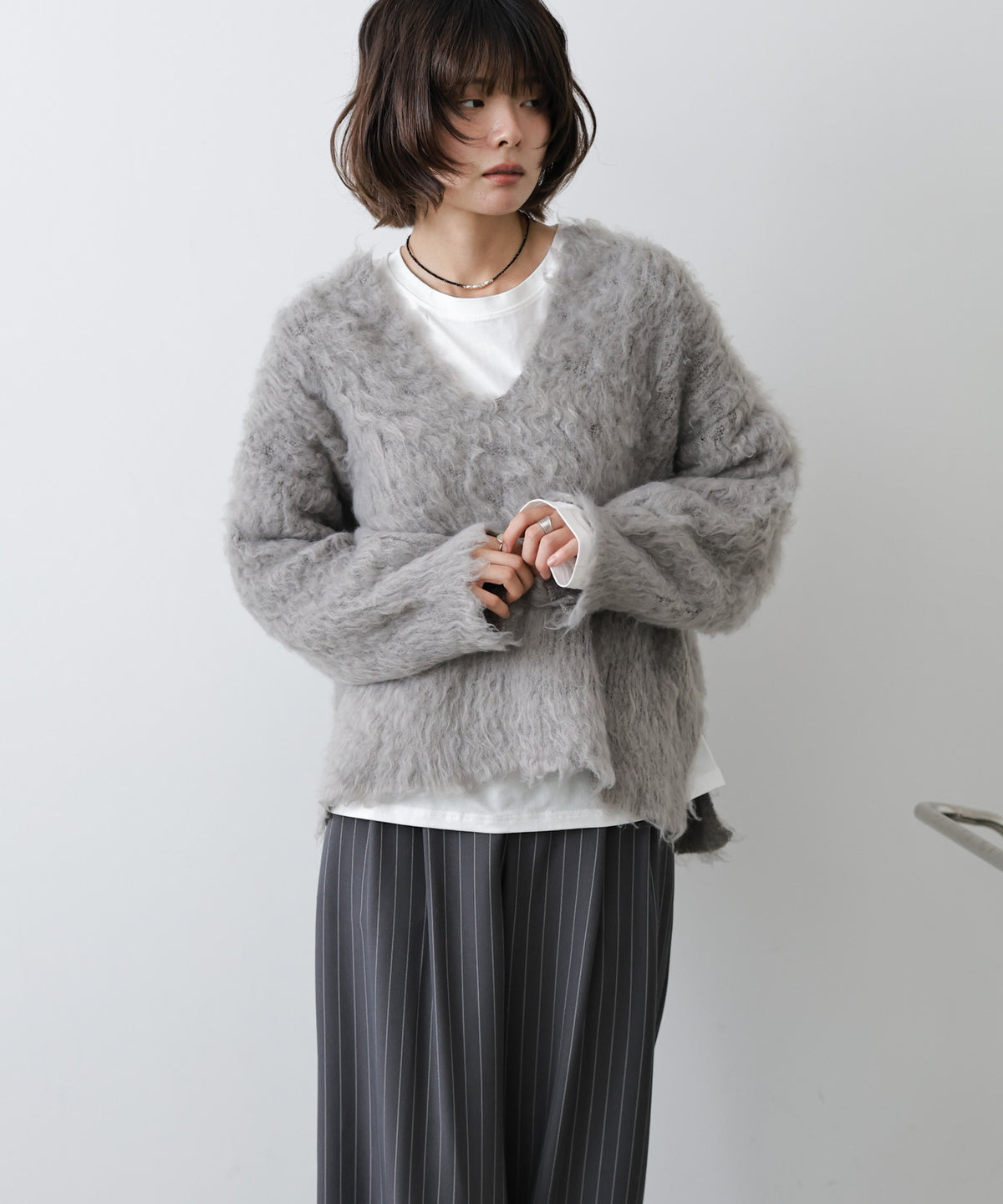 インナーセットキーネックケガキニットトップス