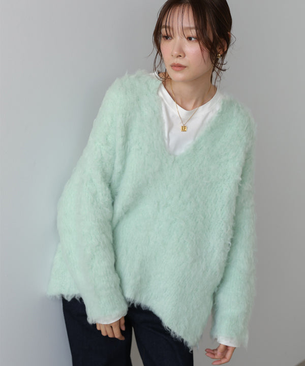 インナーセットキーネックケガキニットトップス