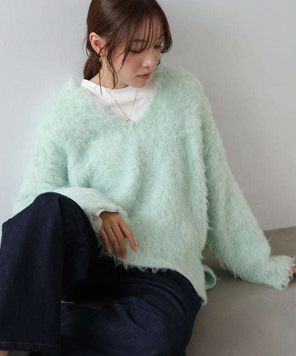 インナーセットキーネックケガキニットトップス