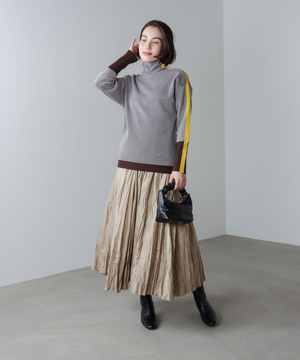 ヘリンボーン配色ニット