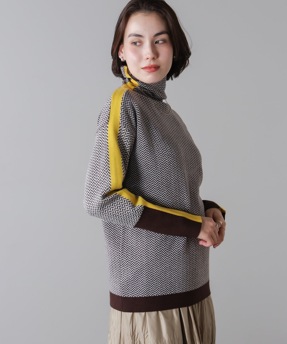 ヘリンボーン配色ニット