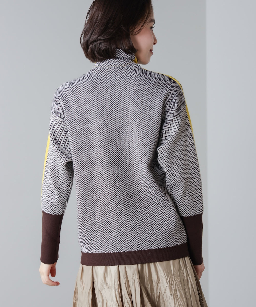 ヘリンボーン配色ニット