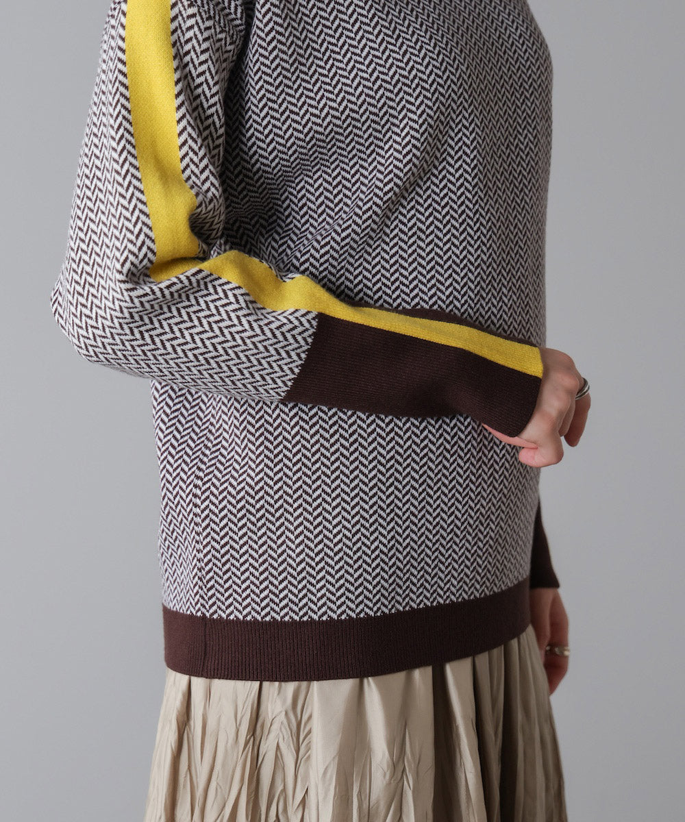 ヘリンボーン配色ニット