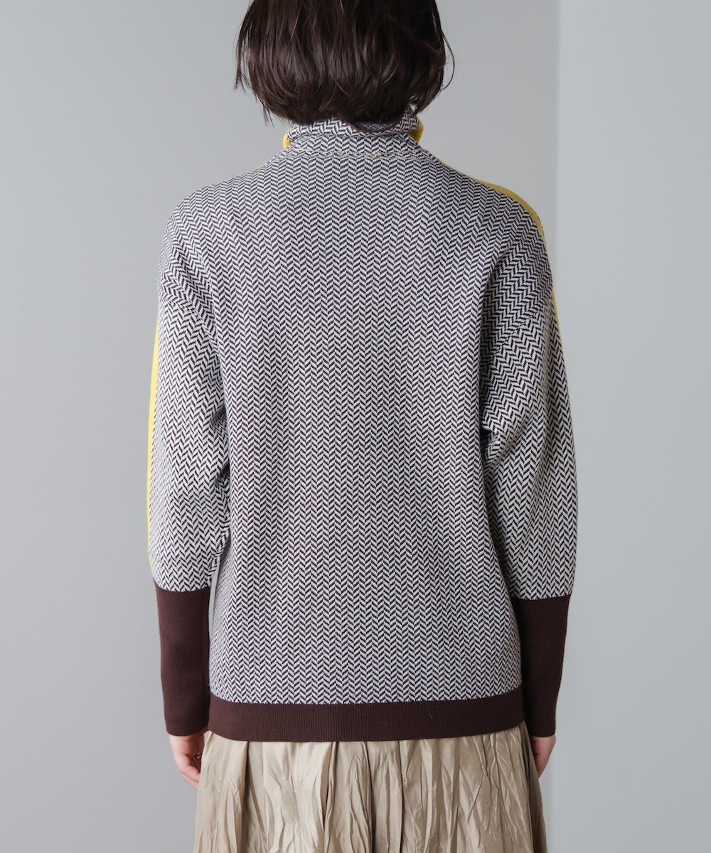 ヘリンボーン配色ニット