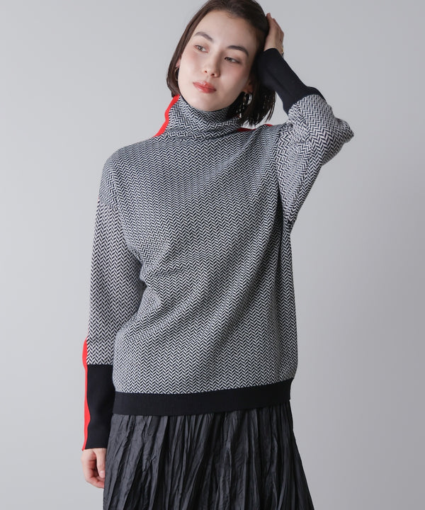 ヘリンボーン配色ニット
