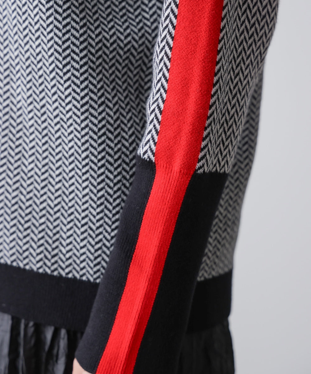 ヘリンボーン配色ニット