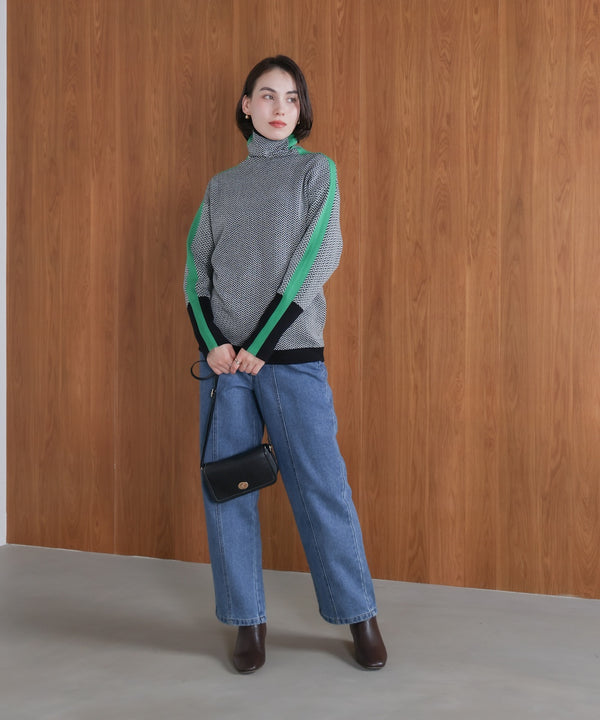 ヘリンボーン配色ニット