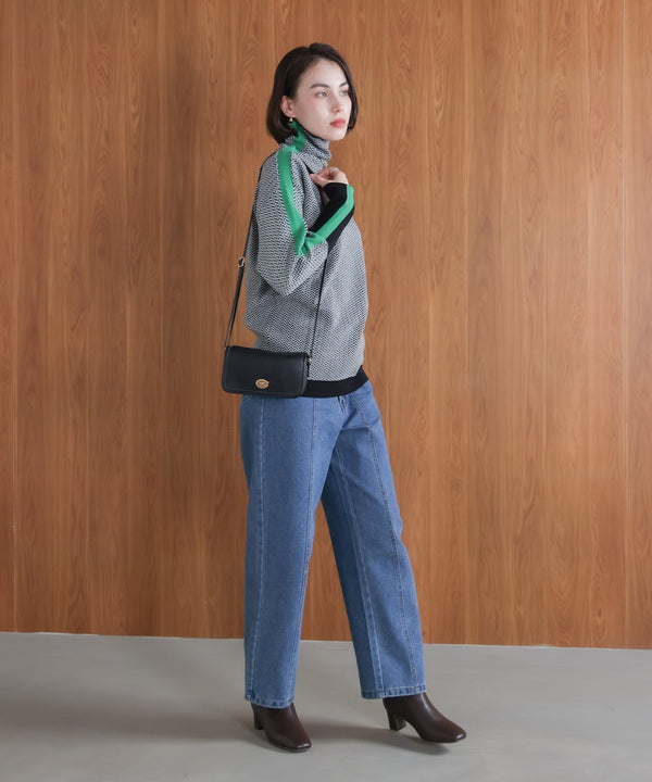 ヘリンボーン配色ニット