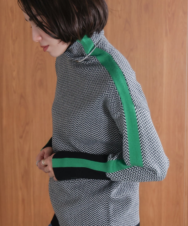 ヘリンボーン配色ニット