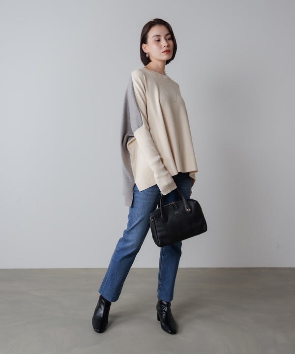 ドルマンスリーブバイカラーニット